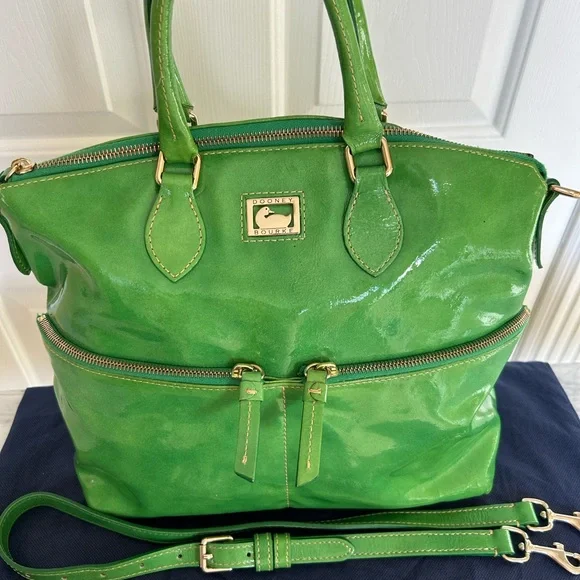 Dooney & Bourke Apple Green Patent Leather Women's Satchel Bag - Picture 10 of 12